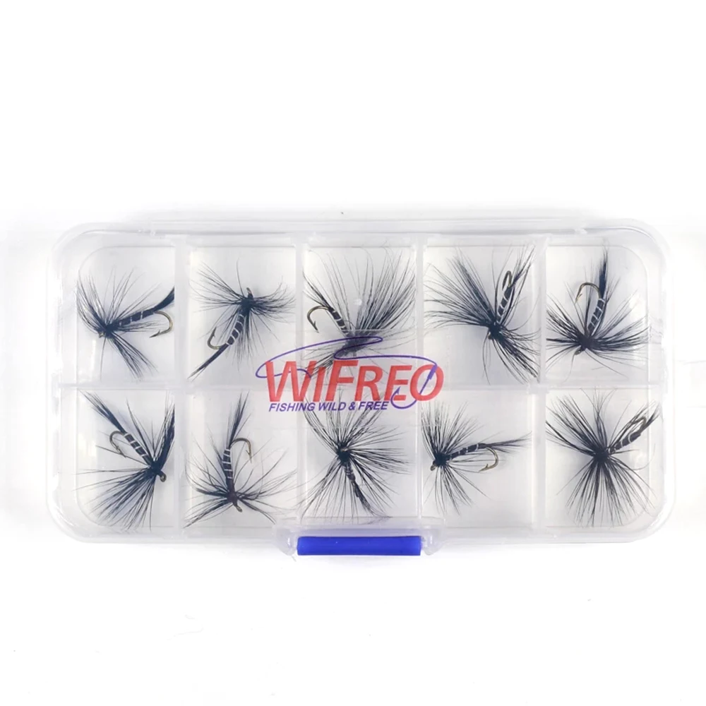 Wifreo-SEÑUELOS DE cebra negra, Mosca, mosquitos, trucha, pesca, moscas secas, cebo de pesca, 10 Uds., #10 - imagen 5