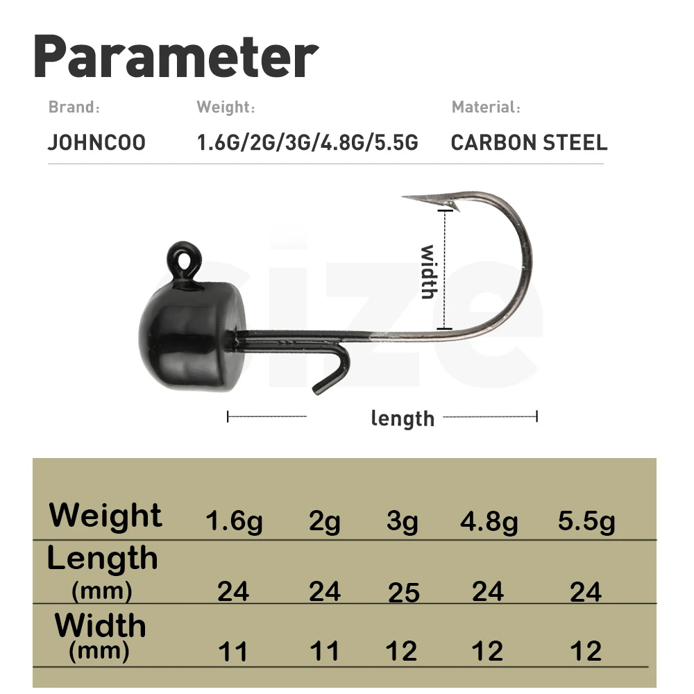 JOHNCOO 6 uds Ned Rig Jig Head 1,6g-5,5g Finesse Jig Cabezas anzuelo de pesca para cebo blando anzuelo de pesca anzuelo de pesca para lubina trucha - imagen 5