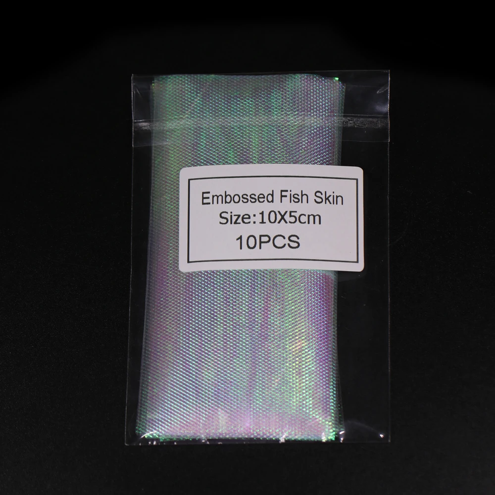 ICERIO 10 Uds 10*5 cm bolsillo en relieve piel de pez arcoíris para atar Sabiki Rig señuelos cucharas Streamer moscas Material - imagen 3