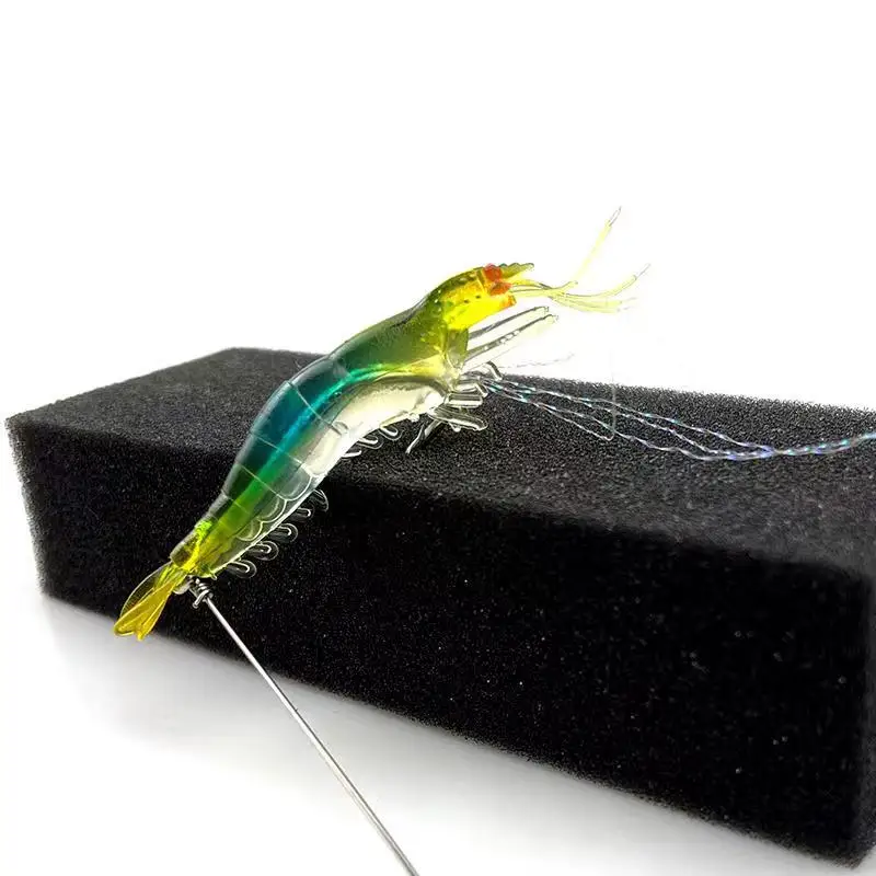 Señuelo de Pesca de gamba de silicona, 8cm, 5g, Señuelos de Pesca luminosos de suaves colores mezclados, cebo de camarón Artificial, aparejo Sabiki YE96, 7 unids/lote - imagen 5