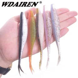 Señuelos de Pesca blandos de agua flotante, 120mm, 7g, cebo blando, Swimbaits Jig Head, señuelo suave, cebo de pesca con mosca, señuelo Artificial de plástico, 5 uds.