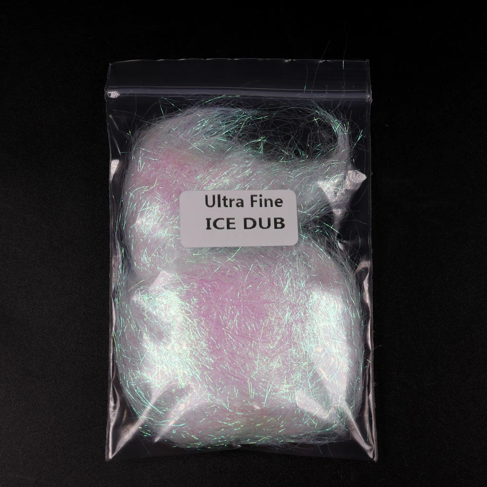 Bimoo 12 bolsas X 2g por bolsa, Material de doblaje de mosca Dub de hielo ultrafino blanco perla para Ninfa Scud Camarón Streamer moscas - imagen 2