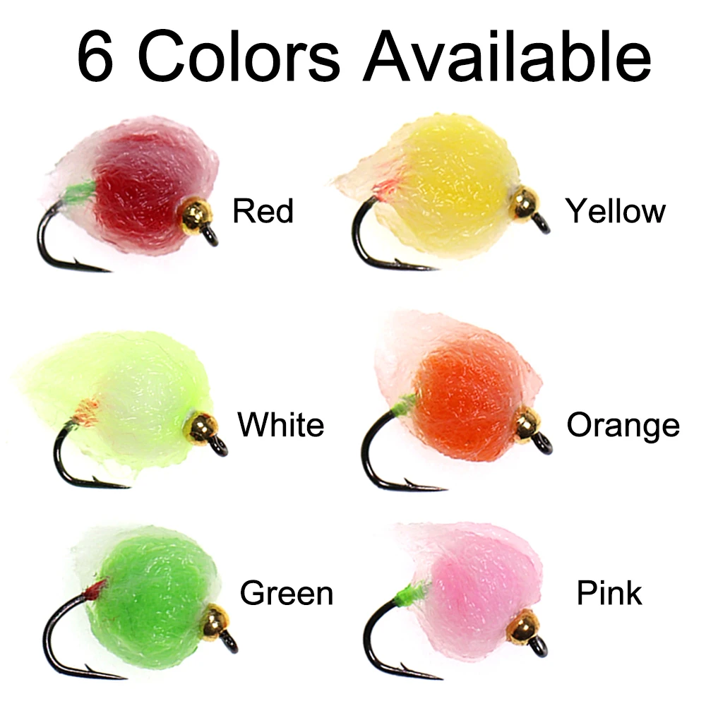 ICERIO-SEÑUELOS de pesca con forma de huevo, Mosca de leche con abalorios, ninfa, mosca húmeda, mimbre, salmón, cáscara, fregadero rápido, trucha, gray Char, 12 #, 6 unidades - imagen 4