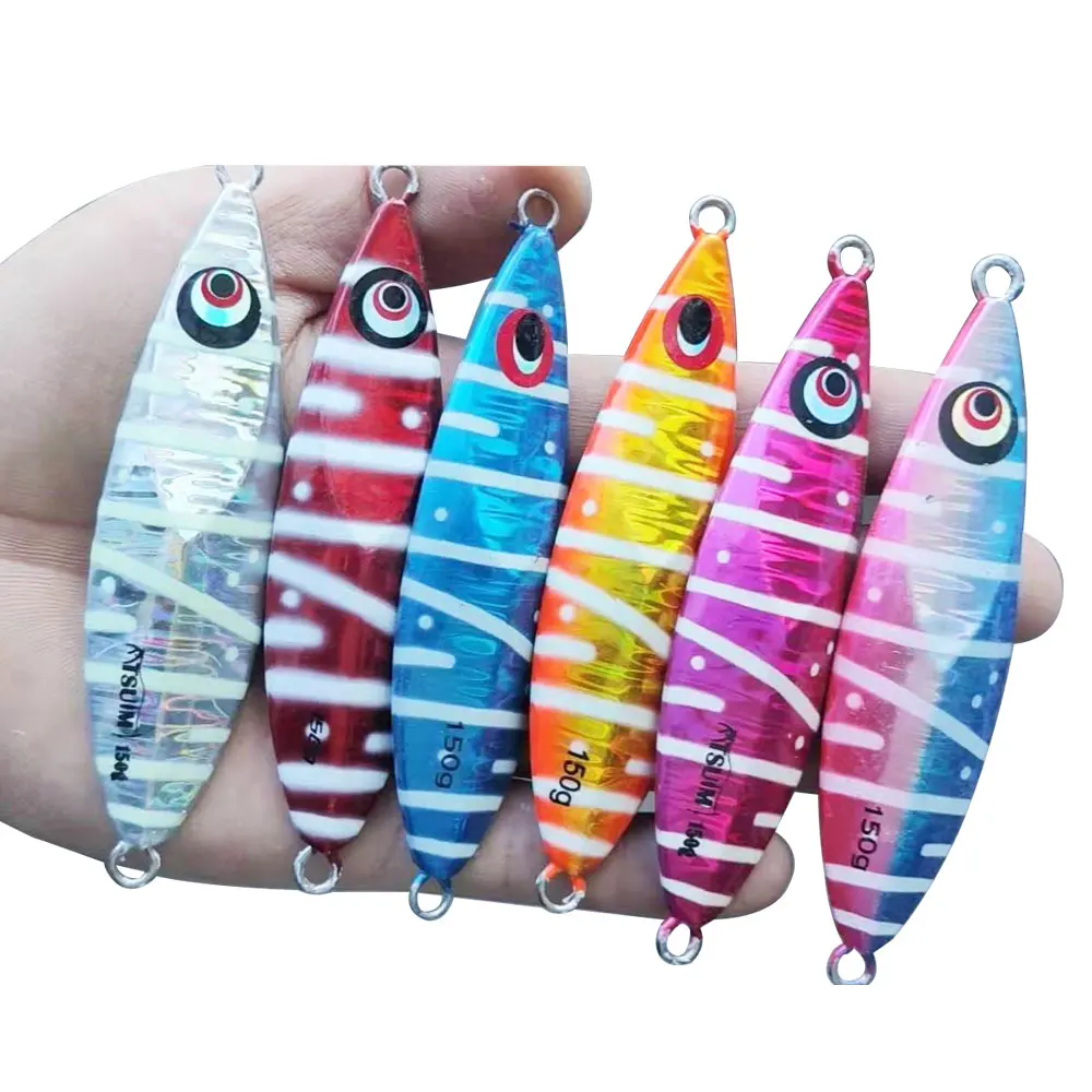 Señuelo de Metal para Pesca vertical, cebo de Pesca de agua salada con brillo lento, tipo 150g200g260g