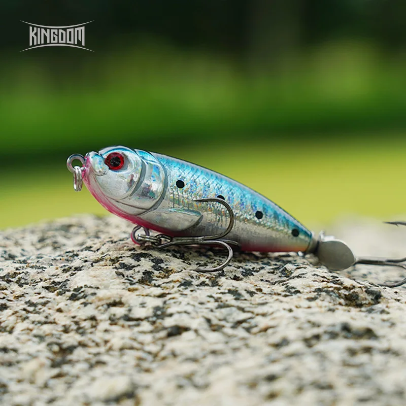 Kingdom-Señuelos de pesca flotantes, hélice Popper, 8,8g, 55mm, Wobblers de curricán, cola giratoria, lápiz de superficie, cebo duro profesional - imagen 5