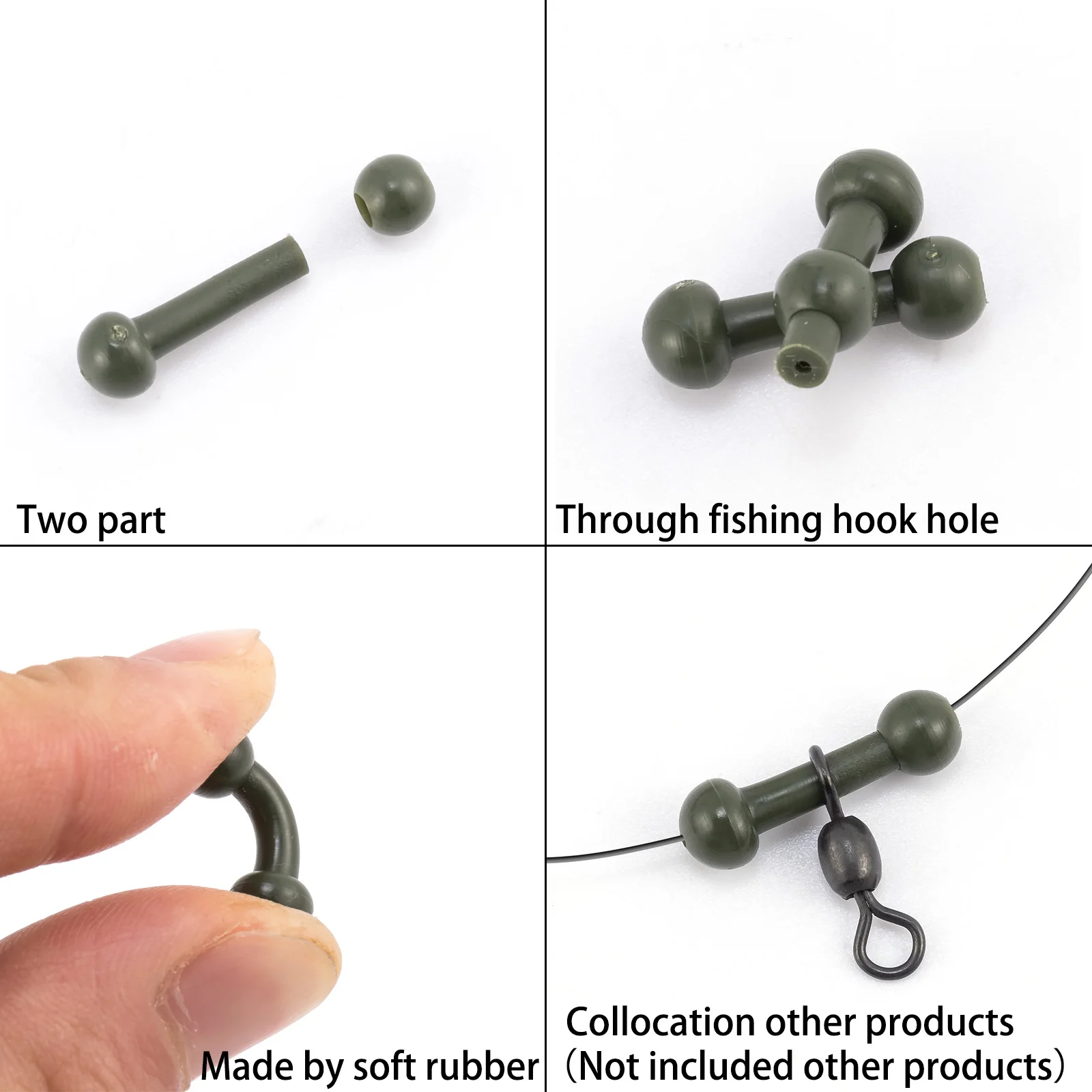 Fundas Chod para pesca de carpa, 40 piezas, Protector de línea suave, cambio rápido, cuentas Chod para plataformas de helicóptero Zig Rig, aparejo de pelo - imagen 4