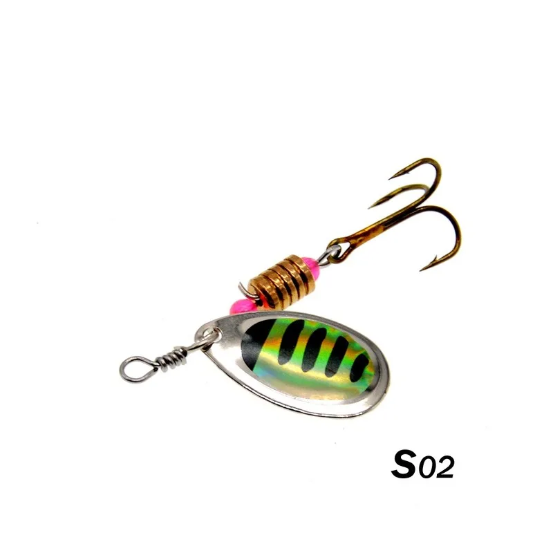 Señuelos de Pesca giratorios, anzuelos Wobblers CrankBaits, plantilla de Metal brillante con lentejuelas, cuchara de trucha con ganchos para Pesca de carpa, 10 colores - imagen 3