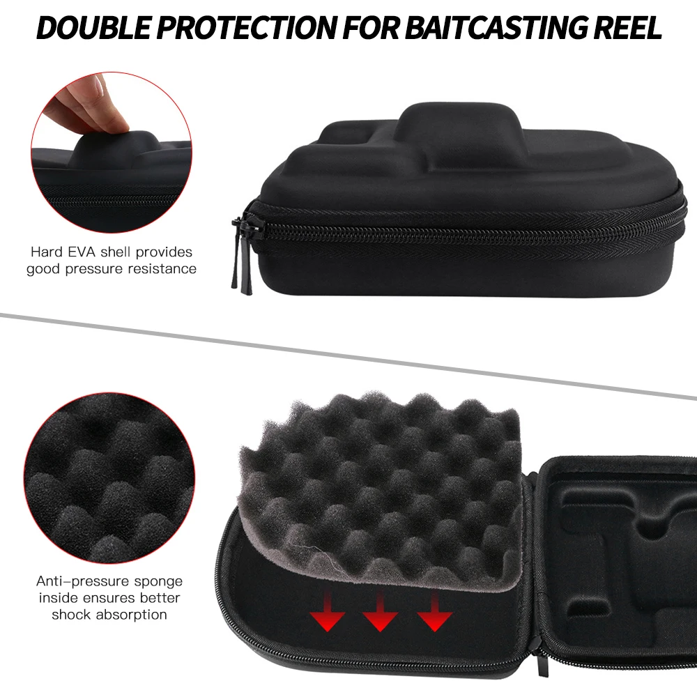 Funda protectora de carrete de pesca, bolsa de caja EVA resistente al agua, esponja antipresión integrada, accesorios de bolsa de rueda de Baitcasting - imagen 3