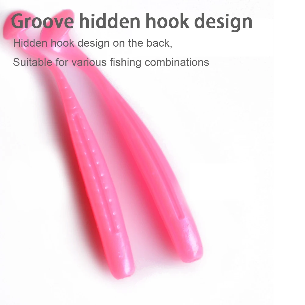 Hanlin-Cebo de gusanos de silicona blanda, 10 piezas, 50/63/70mm, Swimbaits T tail, aparejos de pesca, Predator Wobbles Set tackle - imagen 3