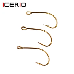ICERIO-anzuelos de pesca con mosca, anzuelos de ojo grande, gancho de cuchara, 40 unidades