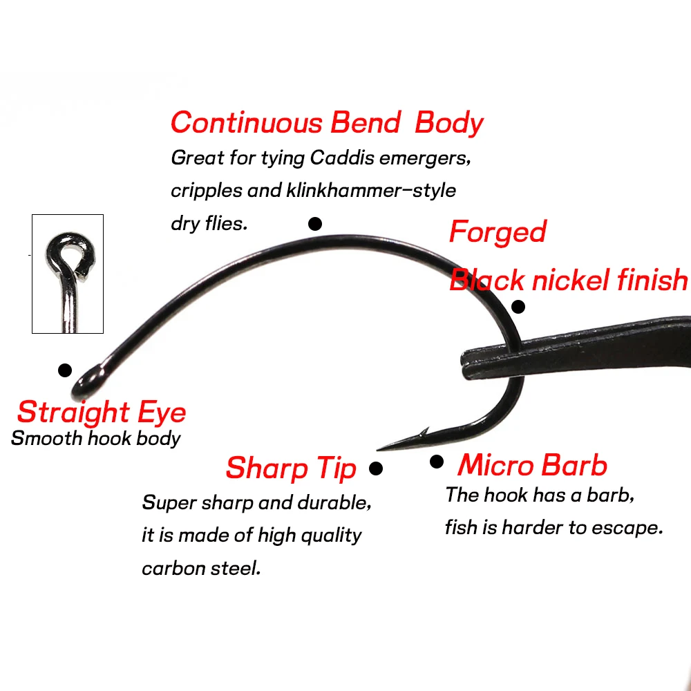 WIFREO-anzuelo de pesca con púas de gran espacio, gancho de atado de moscas, ojo recto, curva continua, anzuelos de pesca, 50 unidades - imagen 4