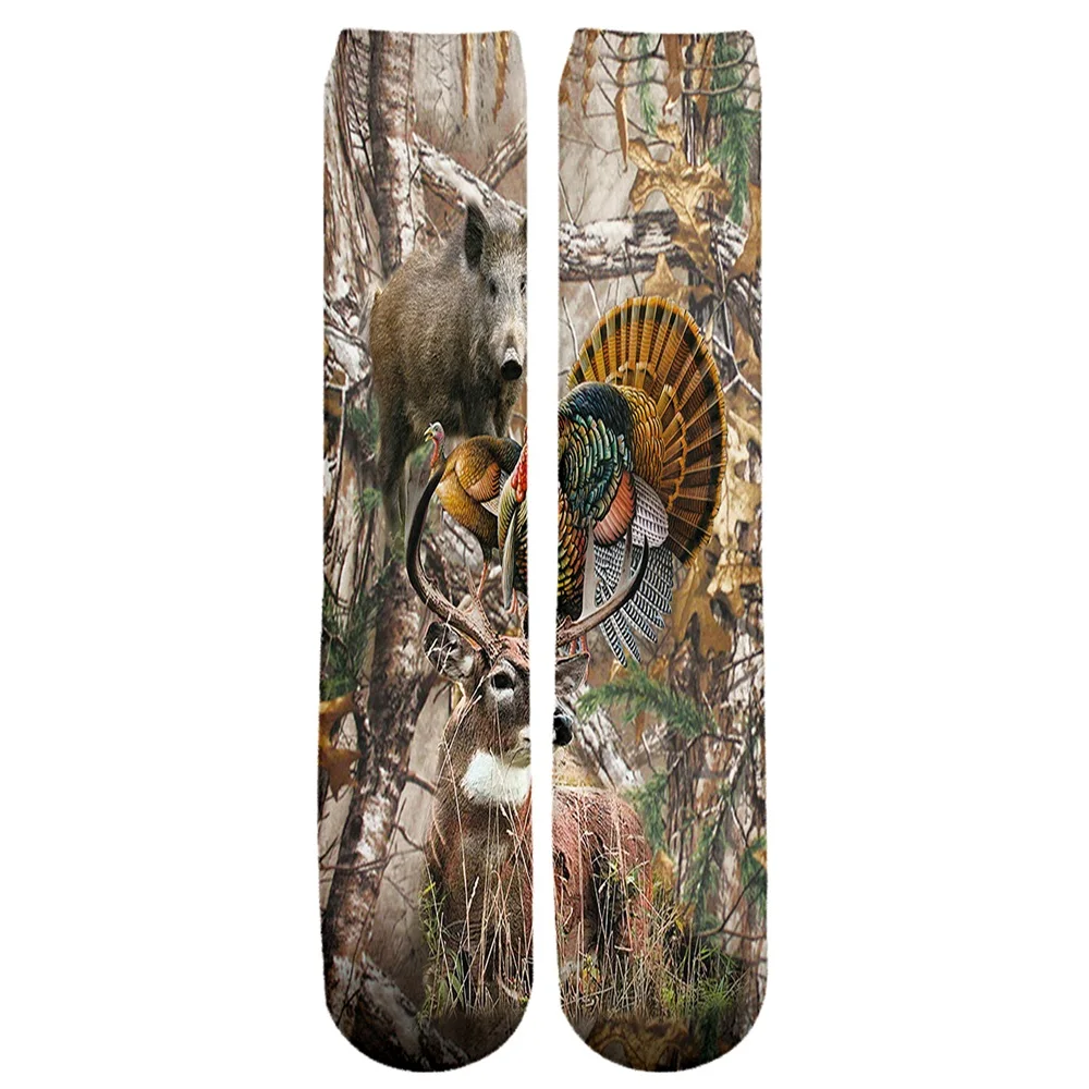 Calcetines de marca PLstar Cosmos, envío directo, nueva moda 2021, calcetín para hombre, caza de patos y lobo, estampado 3D, calcetín informal hasta la rodilla Unisex - imagen 5