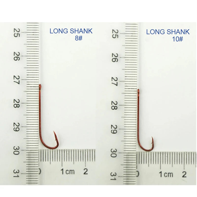 Bimoo-anzuelo de pesca de anzuelo, anzuelo rojo de caña larga, tamaño #2 #4 #6 #8 #10 #12, 25 uds. - imagen 2