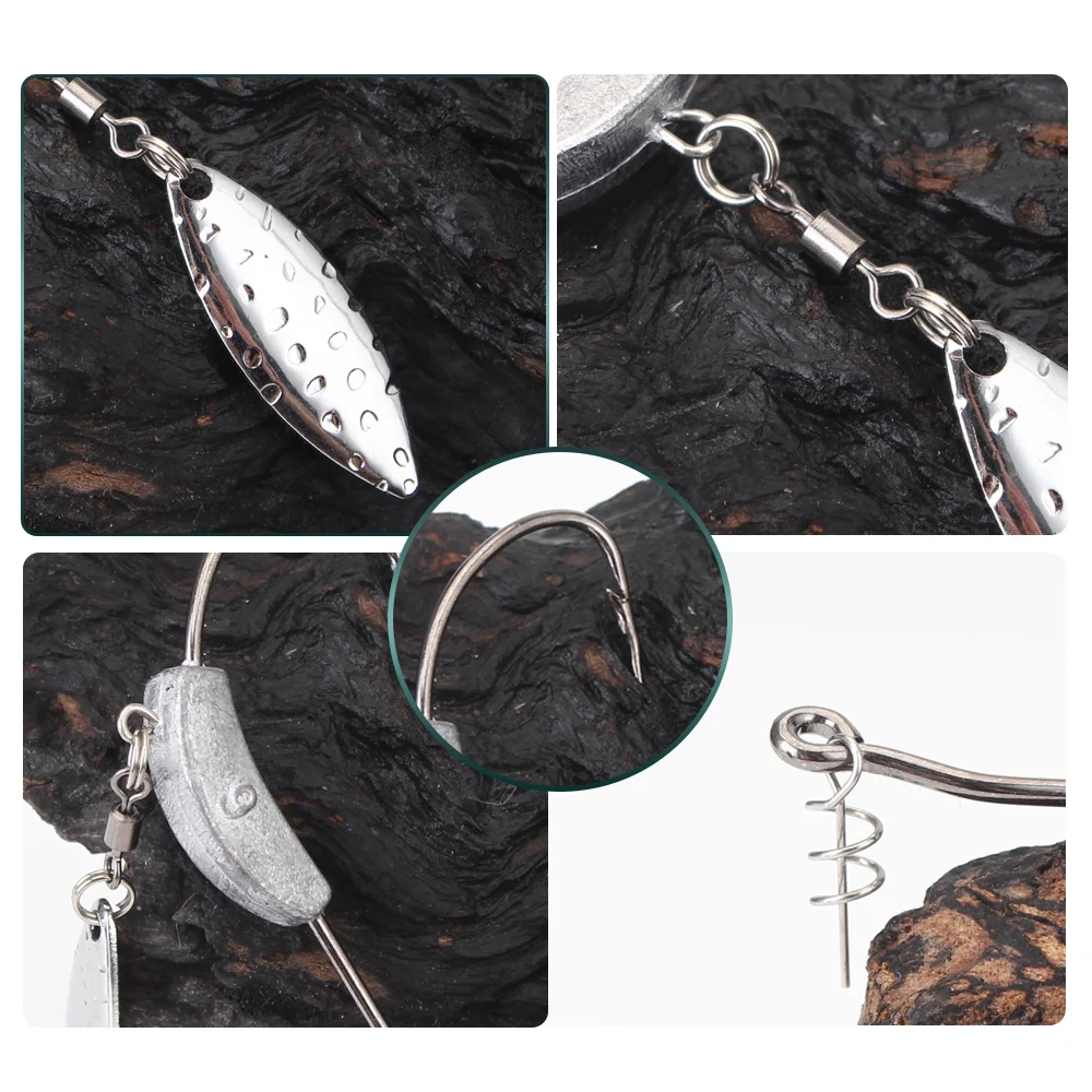 FISH KING-señuelo de anzuelo de acero de alto carbono, anzuelo de manivela con cuchara, púas de Metal, aparejos de pesca Offset, cebo de Lucio, 2g-9g - imagen 4