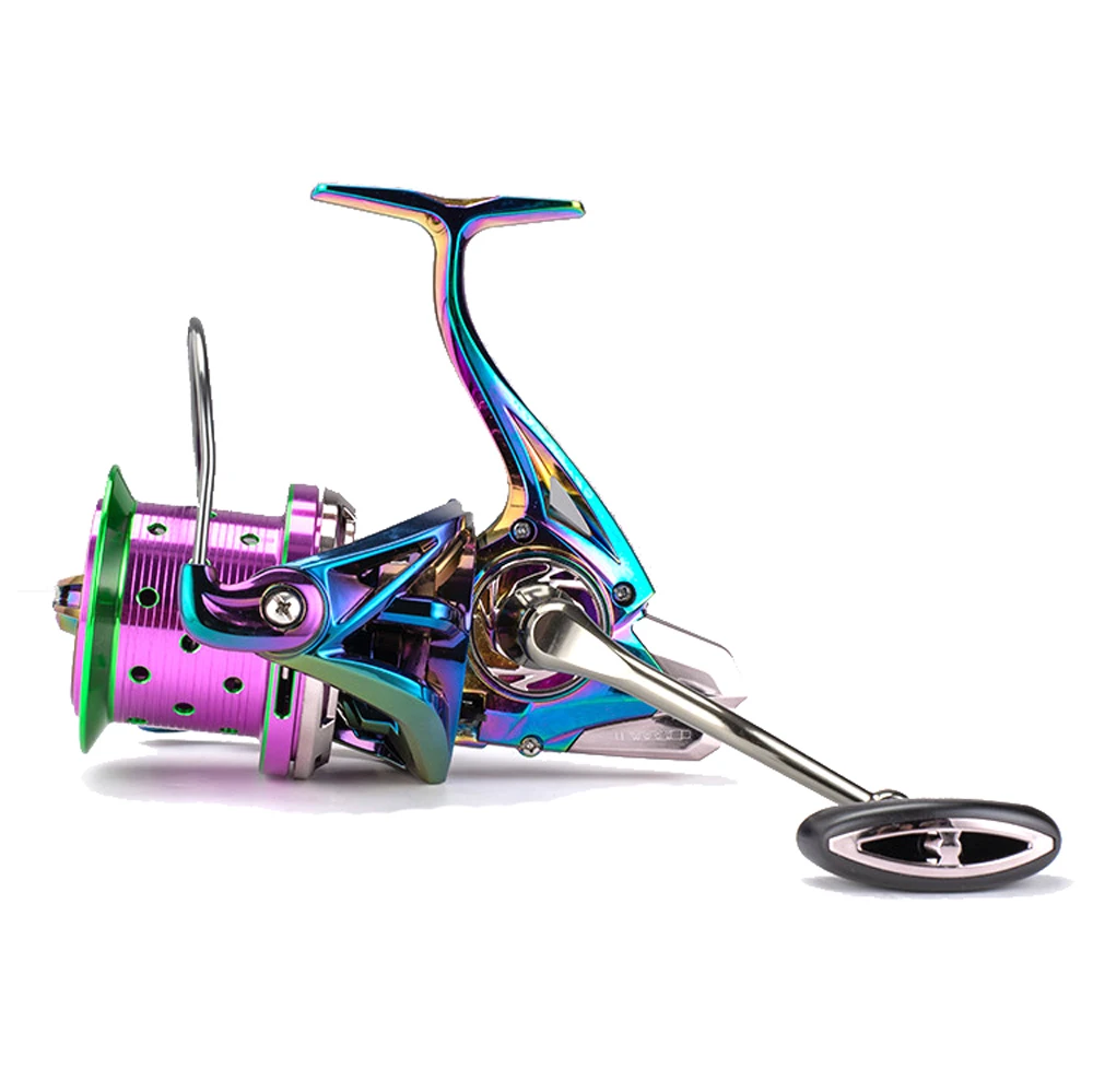 Carrete de Pesca giratorio con pintura que cambia de Color, accesorio para barco de mar, relación de engranaje 8000: 1, para Pesca en agua salada, 10000, 12000, 4,7, 19BB
