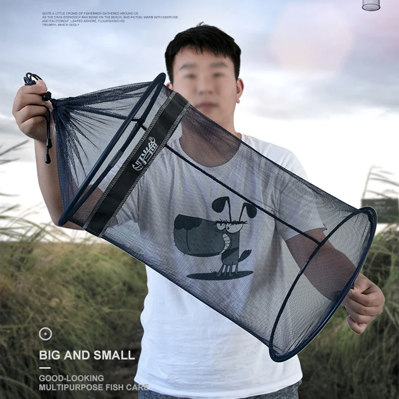 Cubo de pesca de secado rápido, bolsa de almacenamiento de malla pequeña para la playa, Red Anti-salto, Red de bolsillo para camarones y peces, X425G - imagen 3