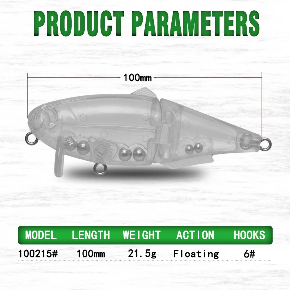 Señuelo de pesca flotante sin pintar, swimbait lento de 100mm, Sección de superficie, swimbait, señuelo articulado para pesca de lubina - imagen 3