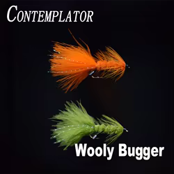 CONTEMPLADOR 10 #   4 Uds. De serpentinas de Bugger de lana, Señuelos de pesca con mosca, 2 colores, pluma de marabú, agua salada/agua dulce, atado de moscas, cebo de trucha