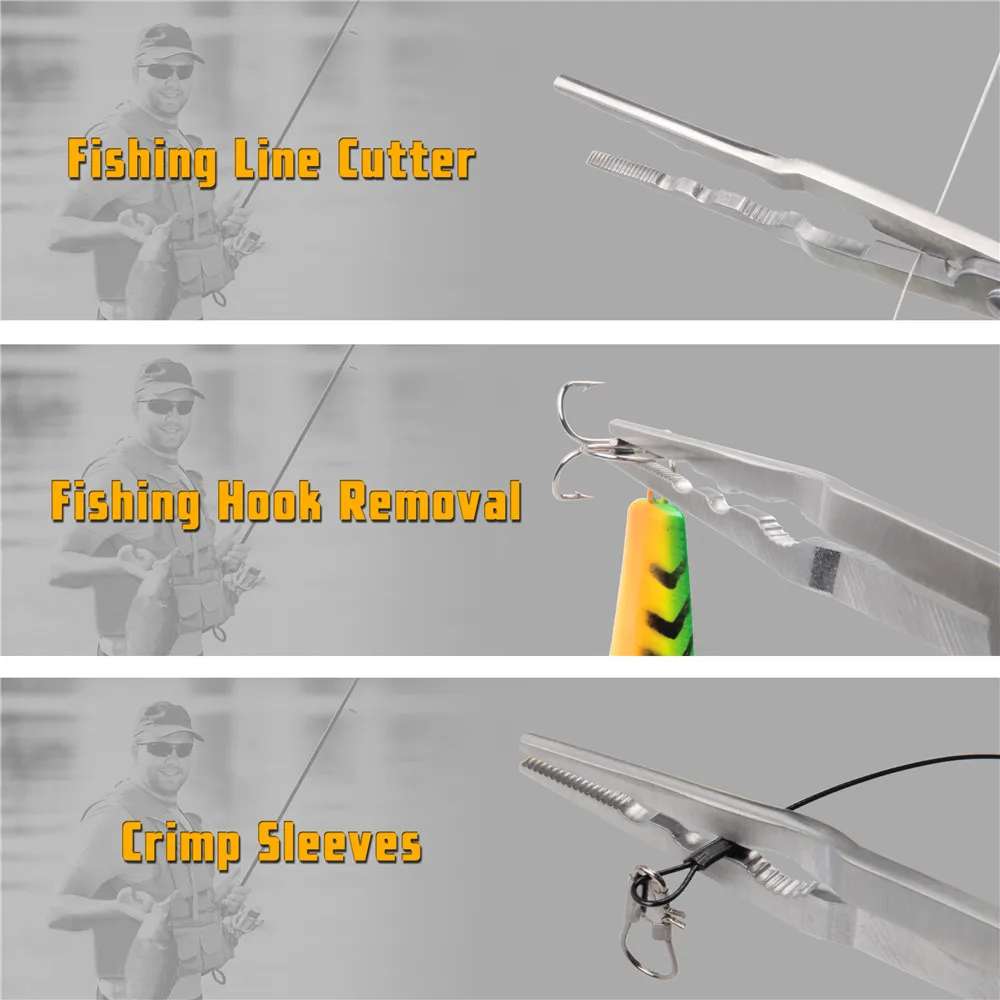 Alicates de pesca de acero inoxidable multifunción, tubo de aluminio, Extractor de anzuelos portátil, kit de aparejos - imagen 5