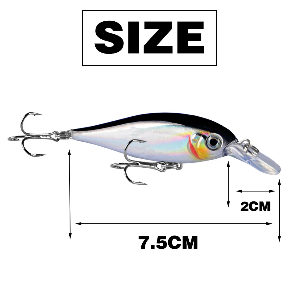 Señuelo de Pesca de 7,5 cm/6g, señuelo de pececillos de calidad, ojos 3D, cebo duro de plástico, plantilla Artificial, Wobblers, Crankbait, novedad - imagen 5