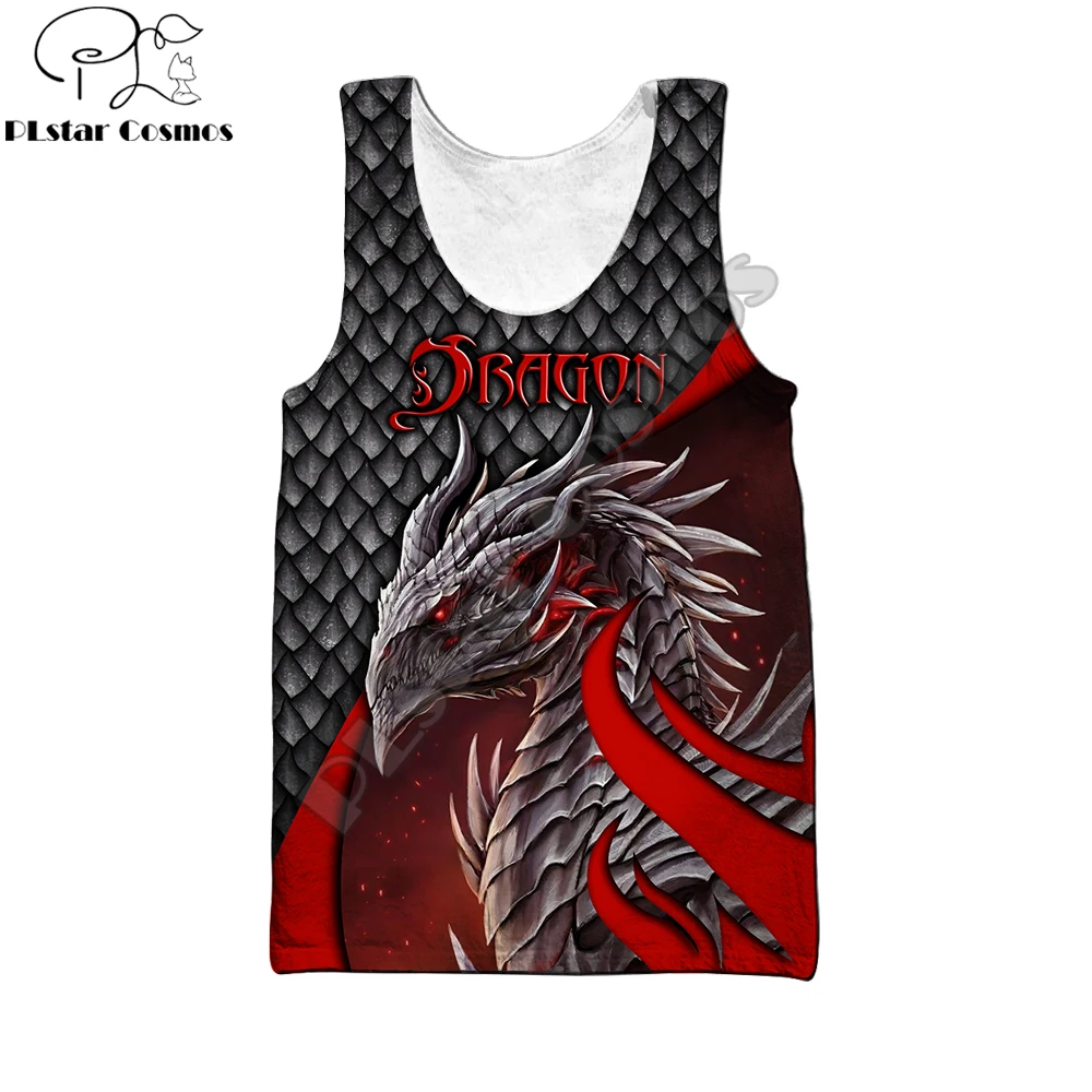 Camiseta sin mangas dragón fuego 3D – Chaleco moda urbana hombre