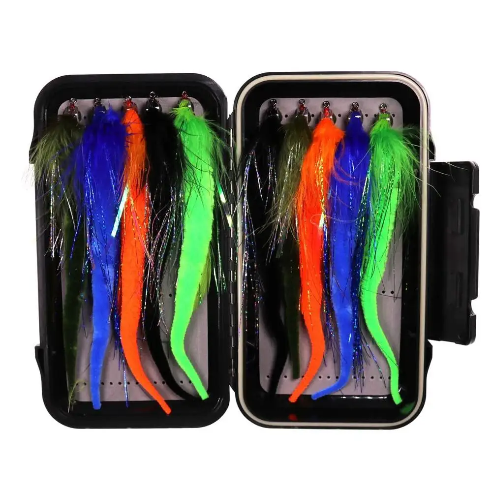 Wifreo-Juego de 10 unids/set de moscas de pesca de agua salada, Mosca de cola de dragón para mosca, Lucio, muskkie, señuelo de pesca de lubina, cebo de arrastre - imagen 5