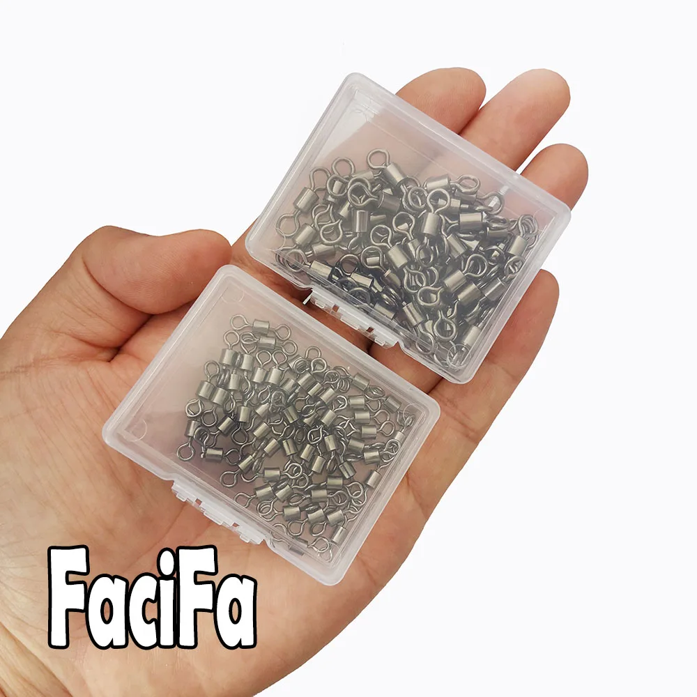 50 o 100 Uds. Rodamiento de barril de pesca giratorio con caja conector de señuelo de anillo sólido accesorios de aparejos de pesca de carpa herramienta para peces - imagen 5