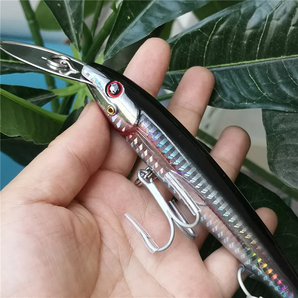 Swolfy-Señuelos de Pesca de atún para curricán, cebos para pececillos de 32,5g/13cm, lengua de Metal, cebo flotante, aparejos de pesca, 2 unids/lote - imagen 3