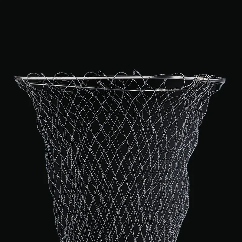 Redes de pesca triangulares de nailon de 40cm, herramientas de pesca de acero inoxidable plegables, malla de rombos, profundidad de agujero, Red de inmersión de aterrizaje de nailon plegable - imagen 5