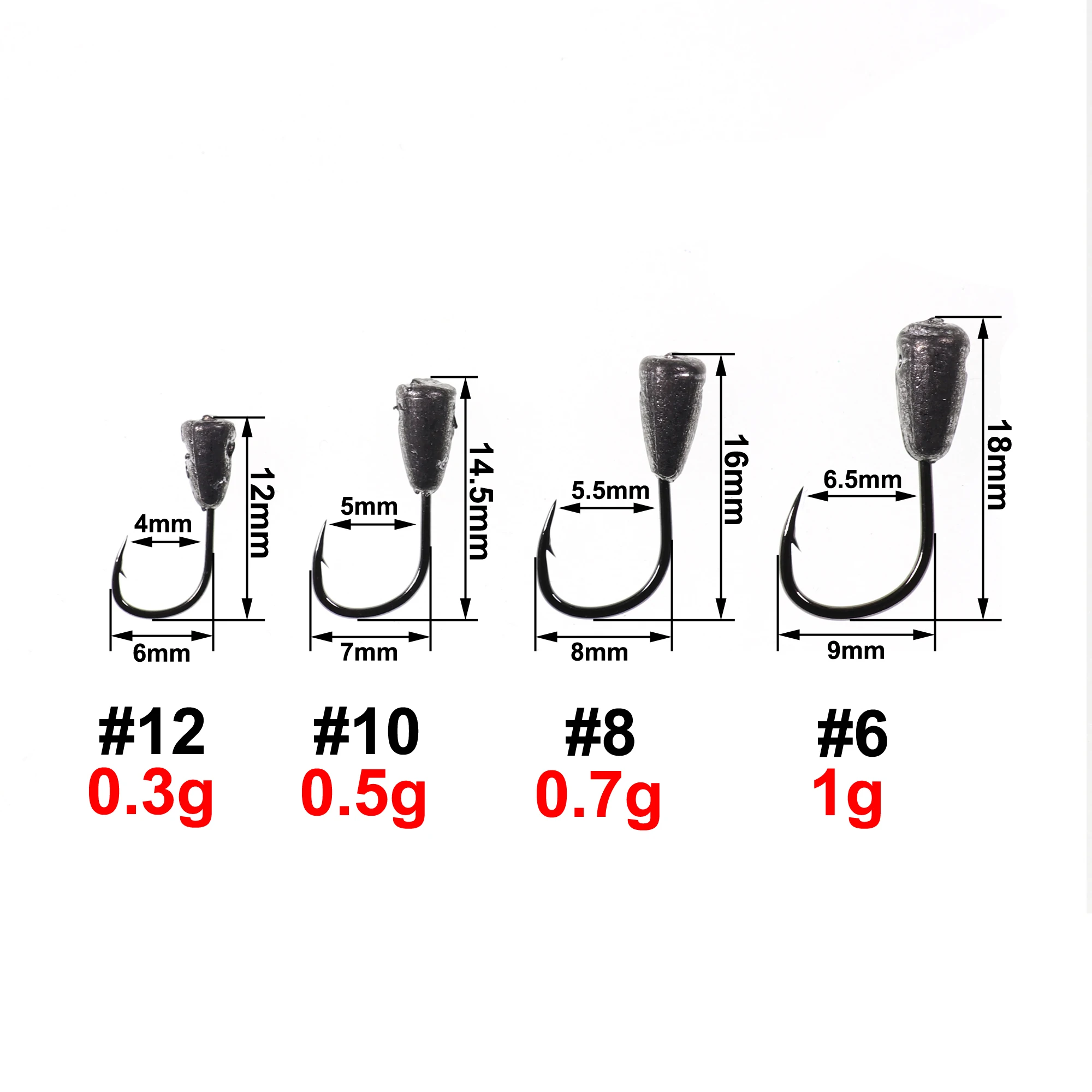 Wifreo, 6 uds., gusano de pesca con peso, Mahalka, plantillas de pesca de invierno, 1g, 0,7g, 0,5g, 0,3g, pesca de invierno, Mormyski, anzuelo de hundimiento rápido - imagen 5