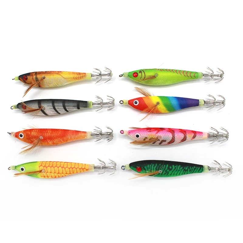 1 Uds anzuelo de calamar, Señuelos de pesca de pulpo duro, 10g, ojos 3D, plantillas de calamar y camarón, cebo de pesca de mar Artificial, señuelo de calamar - imagen 3