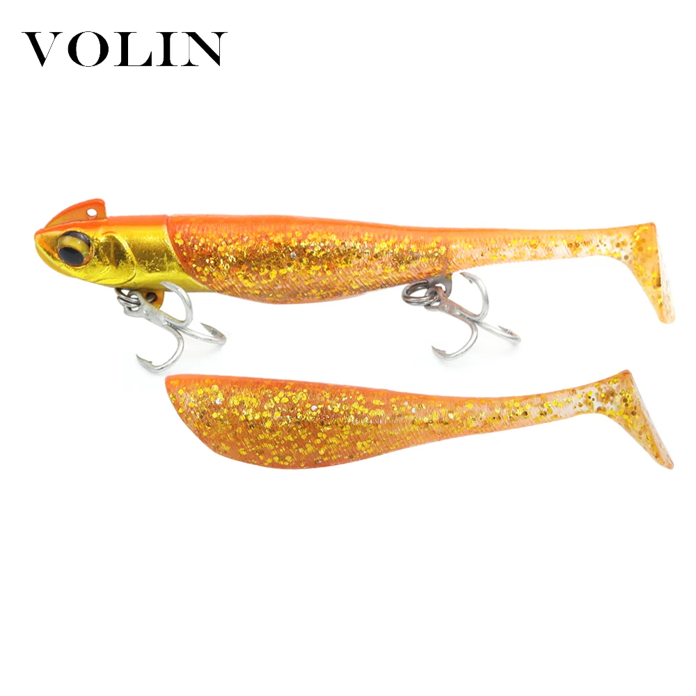 Volin-señuelo de pesca suave con cabeza de plomo, cebo de silicona, anzuelo Offset, Jigging para Lucio, 90mm, 19,5g, 1 unidad - imagen 4