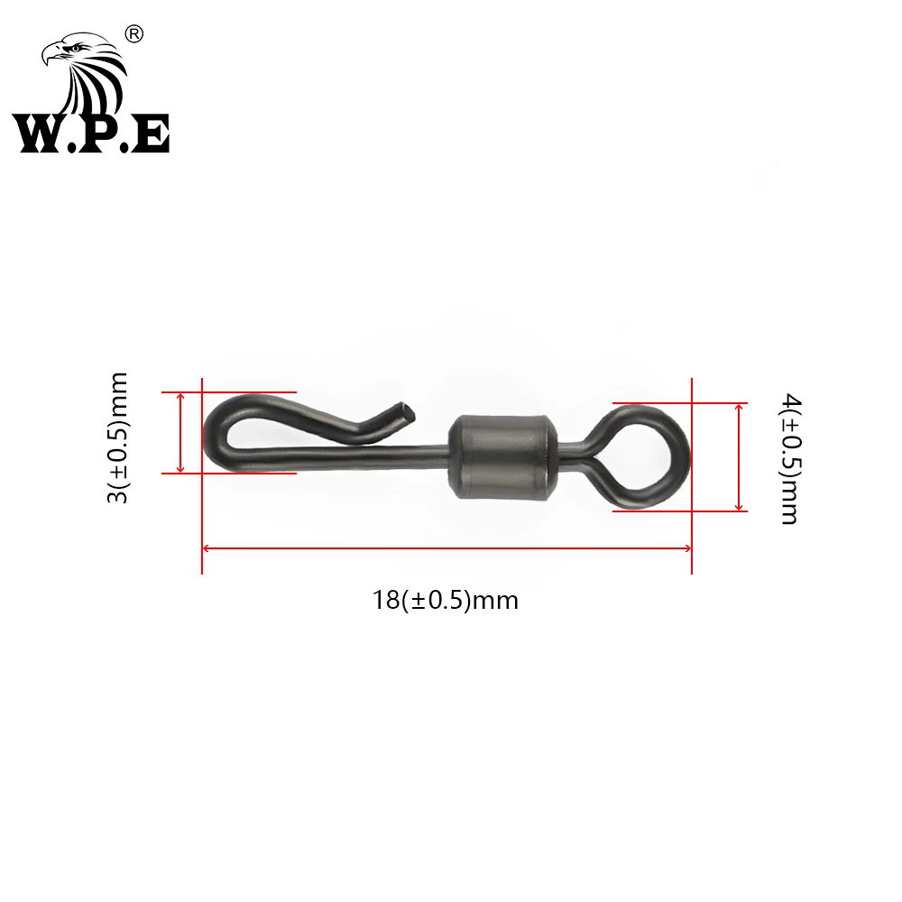 W.P.E-accesorios de Pesca de carpa, accesorio giratorio de cambio rápido de cuerpo largo en forma de Q, color negro mate, 1 juego/30 Uds. - imagen 3