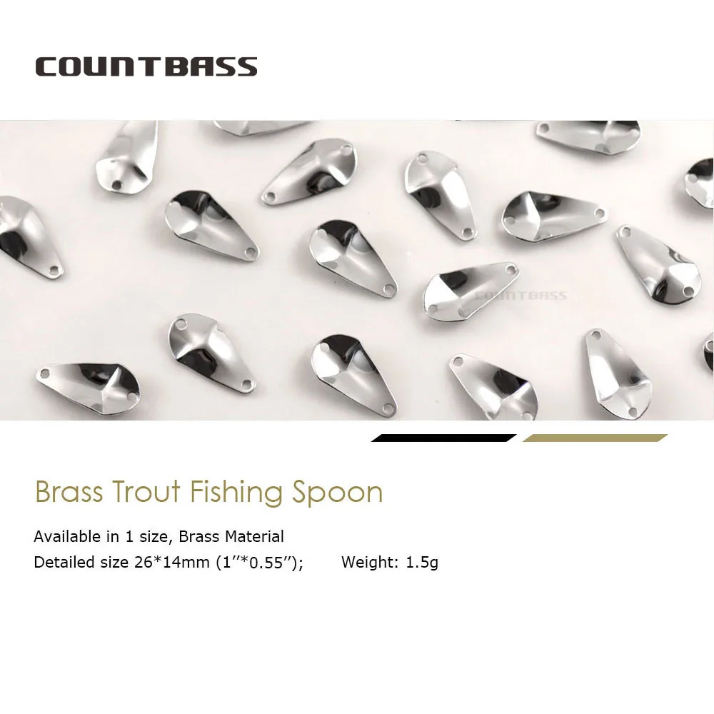 COUNTBASS 50 Uds. Cucharas de pesca de salmón de latón en blanco 1,5g (3/64oz) área de trucha giratoria, cebos de Lucio, señuelos de pescador sin pintar - imagen 2