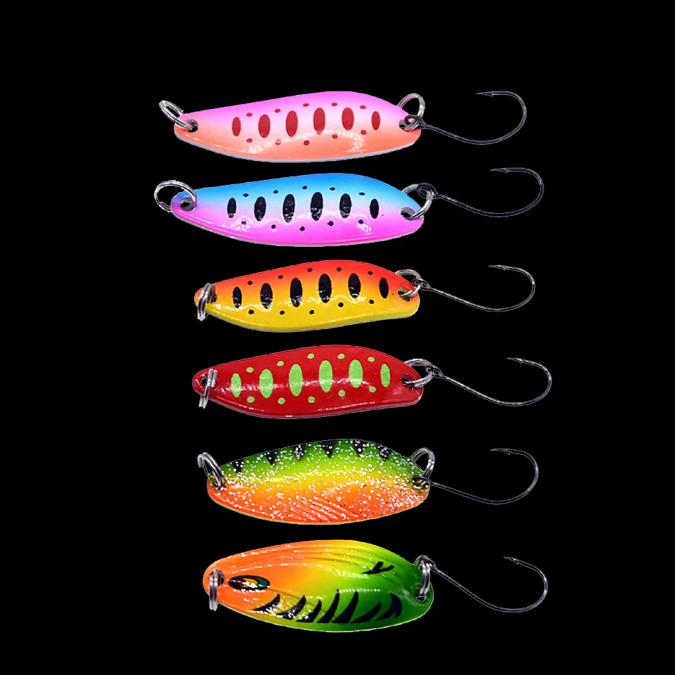 WALK FISH-señuelo de pesca de Metal duro, cebo Artificial de un solo gancho, Spinner, lubina, 6 unids/lote - imagen 3