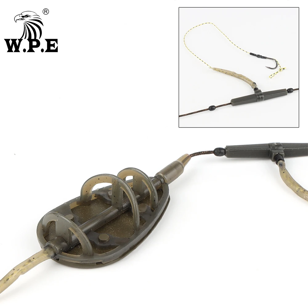 W.P.E-pesca de carpa, 1 unidad, 40g-80g, método de grupo de pesca de carpa europea, alimentador, taladro, núcleo de pelo, método de alambre, aparejos de pesca de arco plano