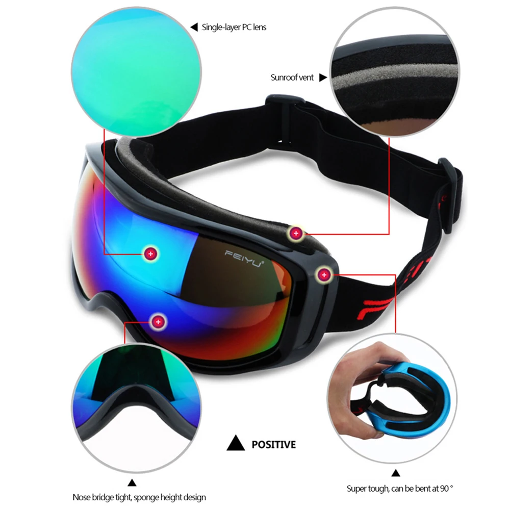 Gafas de esquí UV400 para hombre y mujer, protector antiniebla para deportes de invierno, montañismo, Snowboard, gafas de moto de nieve - imagen 5