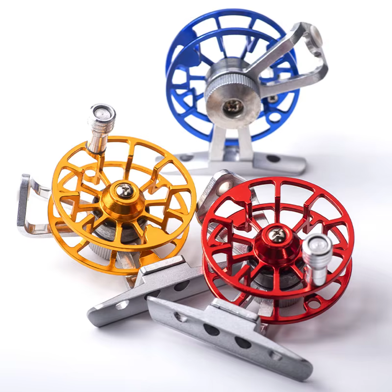 LINNHUE-Mini carrete de pesca de Metal, accesorio portátil ultraligero, para invierno, aparejos de pesca al aire libre - imagen 2