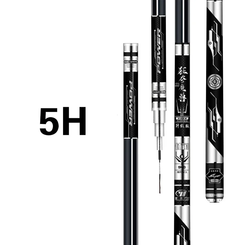 Caña de pescar superdura, 5H, 6H, 3,6 m-7,2 m, caña de mano telescópica, cuñas, palo Olta, 19/28 tonos, para Pesca de carpa, color negro - imagen 2