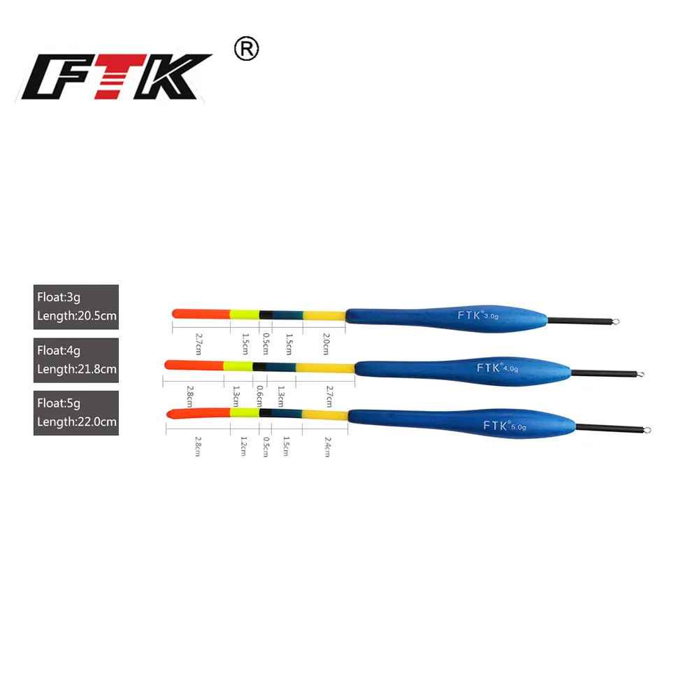 FTK-flotador de pesca para carpa, 5 unids/lote, Color mixto, 20,5 CM de longitud-22, 3G, 4G, 5G - imagen 2