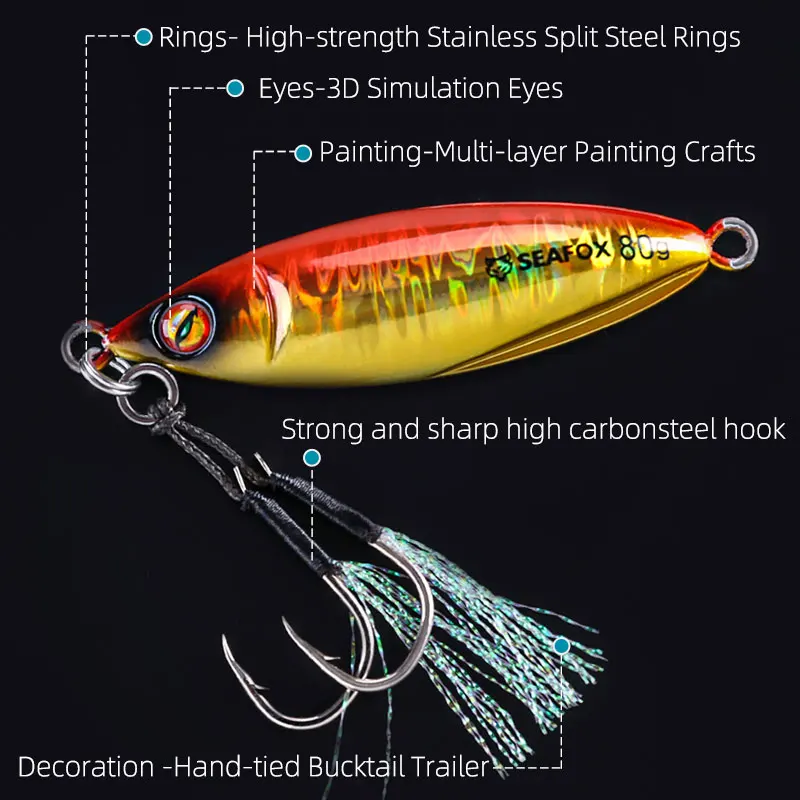 Señuelos Jig Metal SF01 – Pesas 30-80g para pesca - imagen 5
