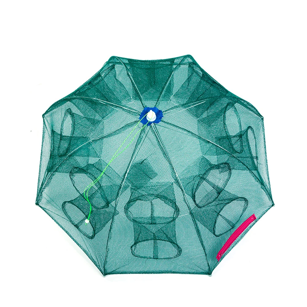 Red de pesca automática, trampa plegable de nailon para peces, camarones, pececillos, cangrejo, malla fundida, 4-20 agujeros - imagen 2