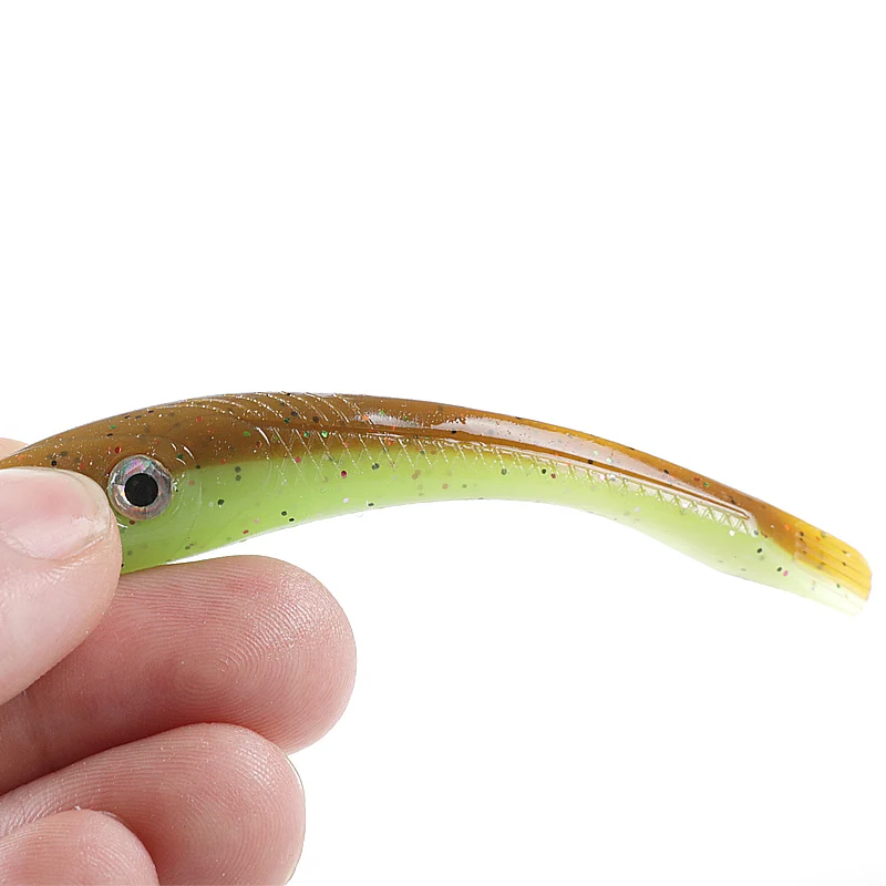 Supercontinent Crazy Slug 78mm/8 Uds ojos 3D señuelo de pesca suave lubina cebo Artificial silicona gusano sábalo Anguila Needlefish - imagen 5