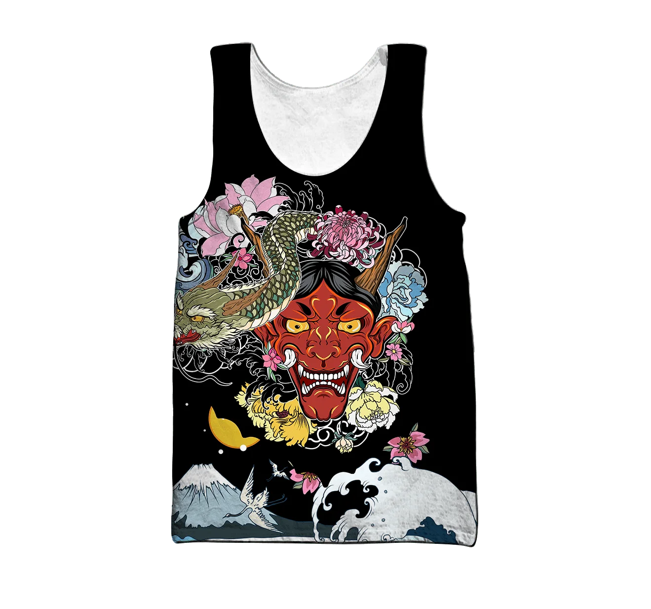 Samurai y tatuaje de dragón 3D completamente estampado chaleco para hombre camiseta sin mangas de moda ropa de calle de verano camisetas sin mangas Unisex geniales BX44 - imagen 3