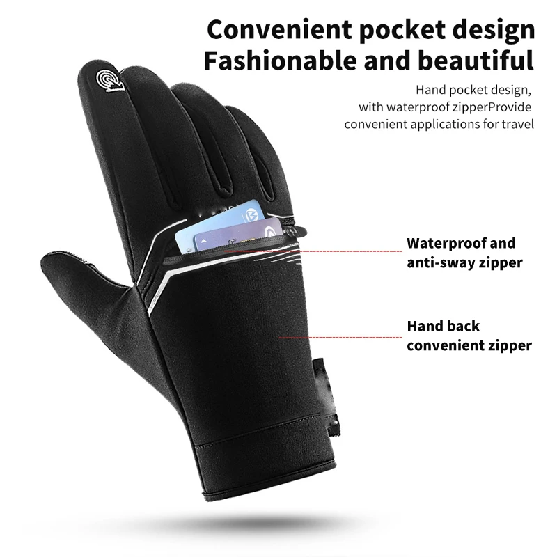 1 par de guantes de pesca de invierno al aire libre expuestos más pantalla táctil de lana antideslizante esquí impermeable grueso elástico cálido guantes de pesca - imagen 5