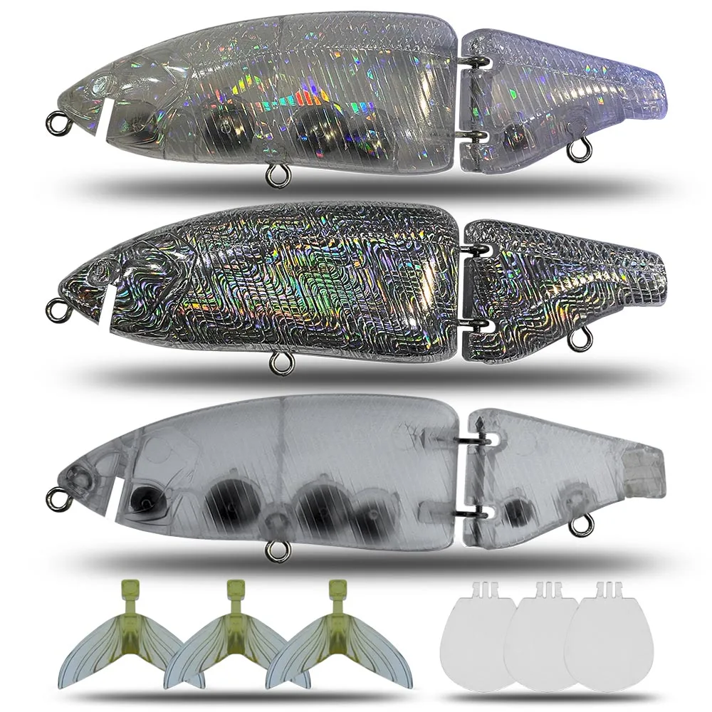 Cebo articulado de 135mm, 30g, sin pintar, Swimbait, Señuelos de Pesca, cuerpo duro, Lucio flotante, aparejos de pesca - imagen 5