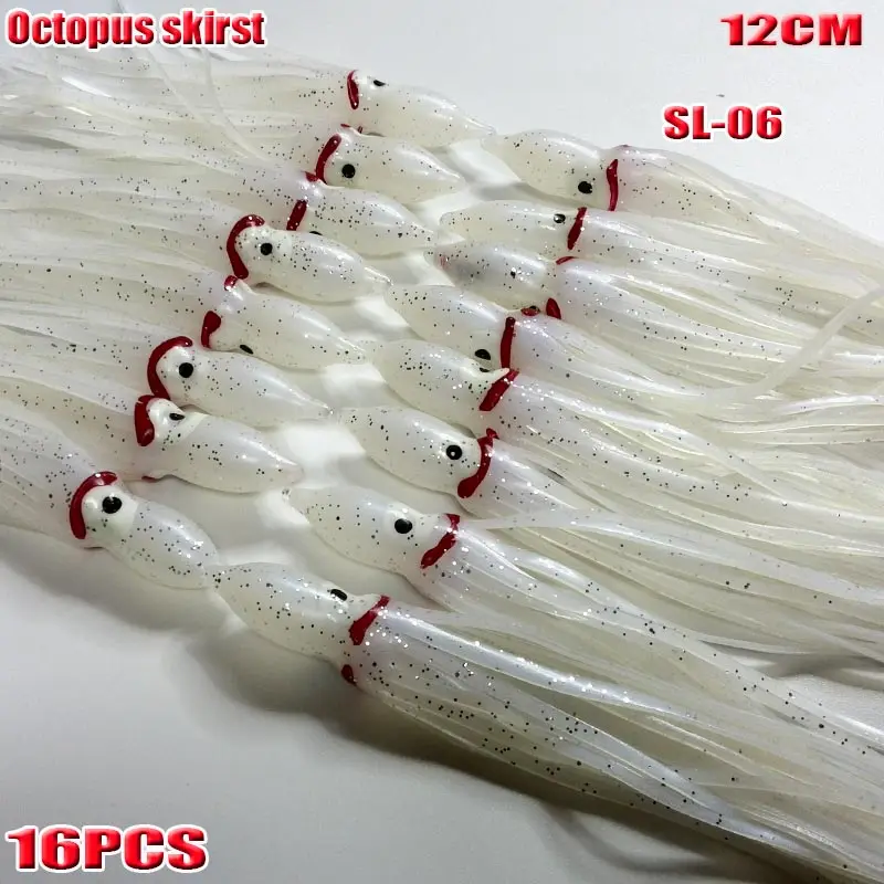 Faldas de pulpo suaves para pesca, novedad de 2024, 16 unids/lote, la longitud es de 12CM - imagen 3