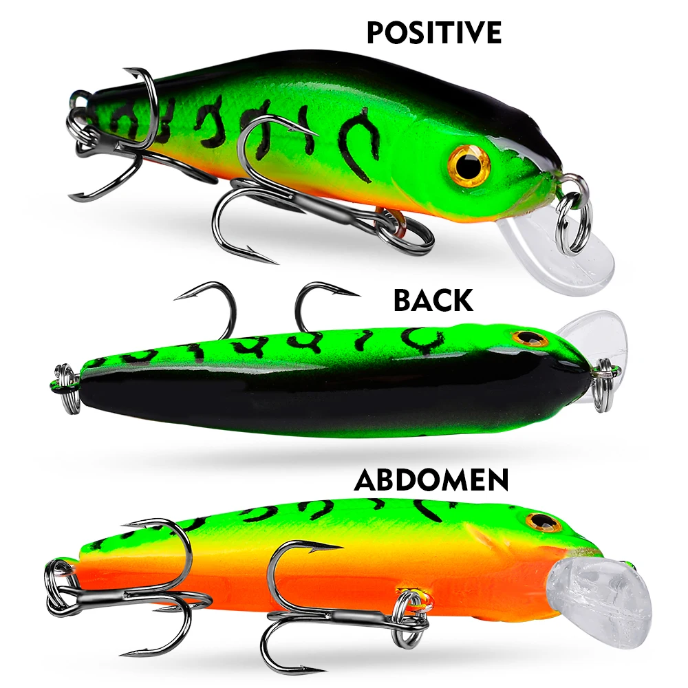 PROBEROS-Mini cebo para pececillos, 6 piezas, 6cm-5g, cebos duros flotantes artificiales, Wobbler, Crankbait, carpa, perca, aparejos de Pesca - imagen 5