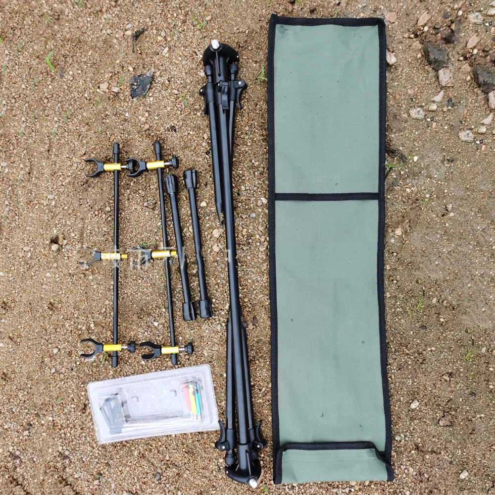 Estante ajustable para caña de pescar, juego de soporte plegable para 3 varillas con bolsa de transporte, accesorio para aparejos - imagen 4