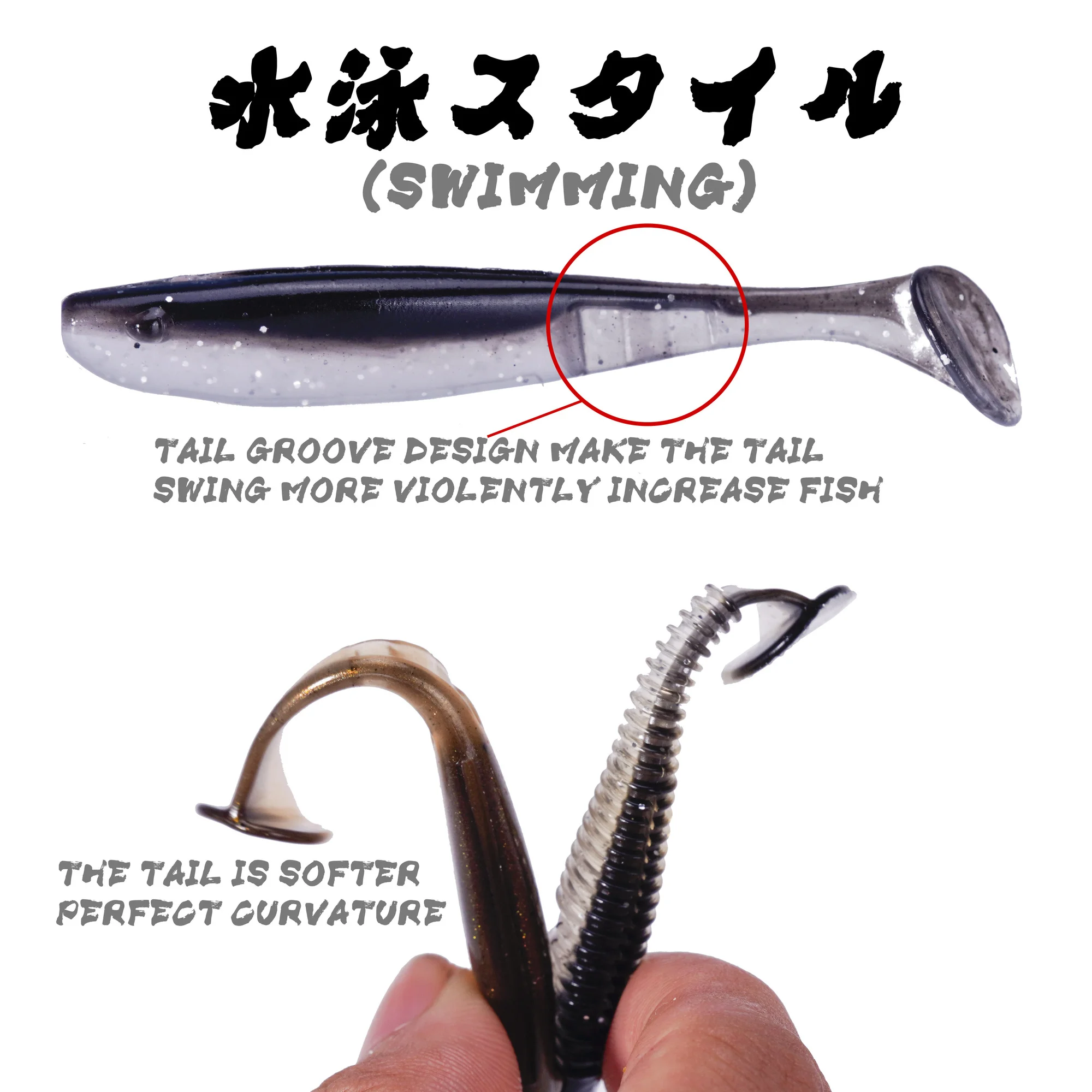 Señuelos blandos de Pesca de lubina, accesorio de Pesca de carpa Artificial de doble Color, 5,5-7cm, 10 unids/lote/bolsa - imagen 3